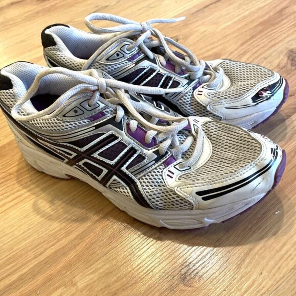 Asics Womens 8.5 Purple Gel T2N8N Athletic Running Shoes Sneakers White